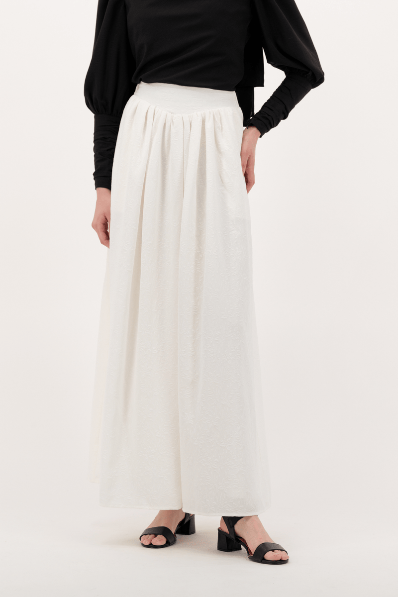 Chamomel Long Skirts Luxury Patterned Skirt - White