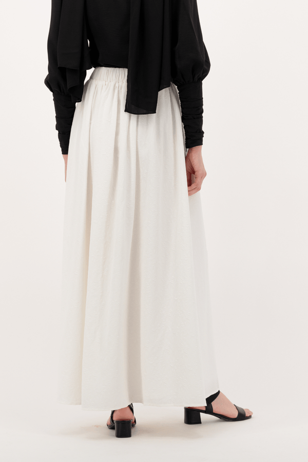 Chamomel Long Skirts Luxury Patterned Skirt - White