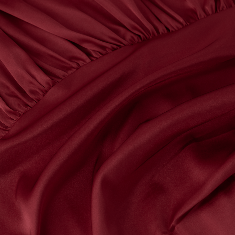 Chamomel Dresses Luxury Satin Maxi Dress With Ruching Details -wine Red