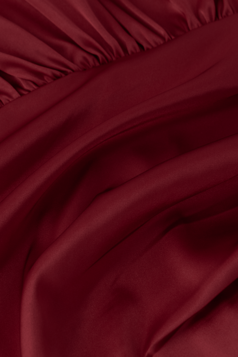 Chamomel Dresses Luxury Satin Maxi Dress With Ruching Details -wine Red