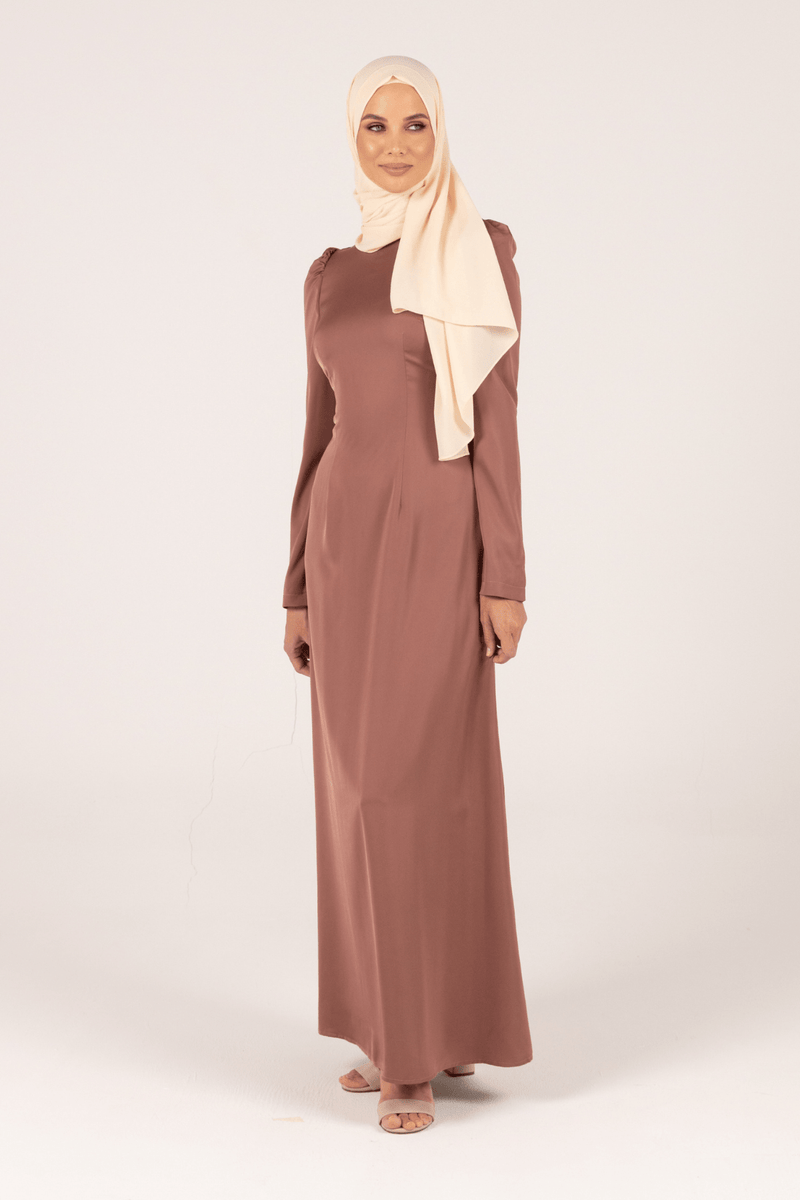 Chamomel Dresses Luxury Satin Maxi Dress With Tie Back- Pink