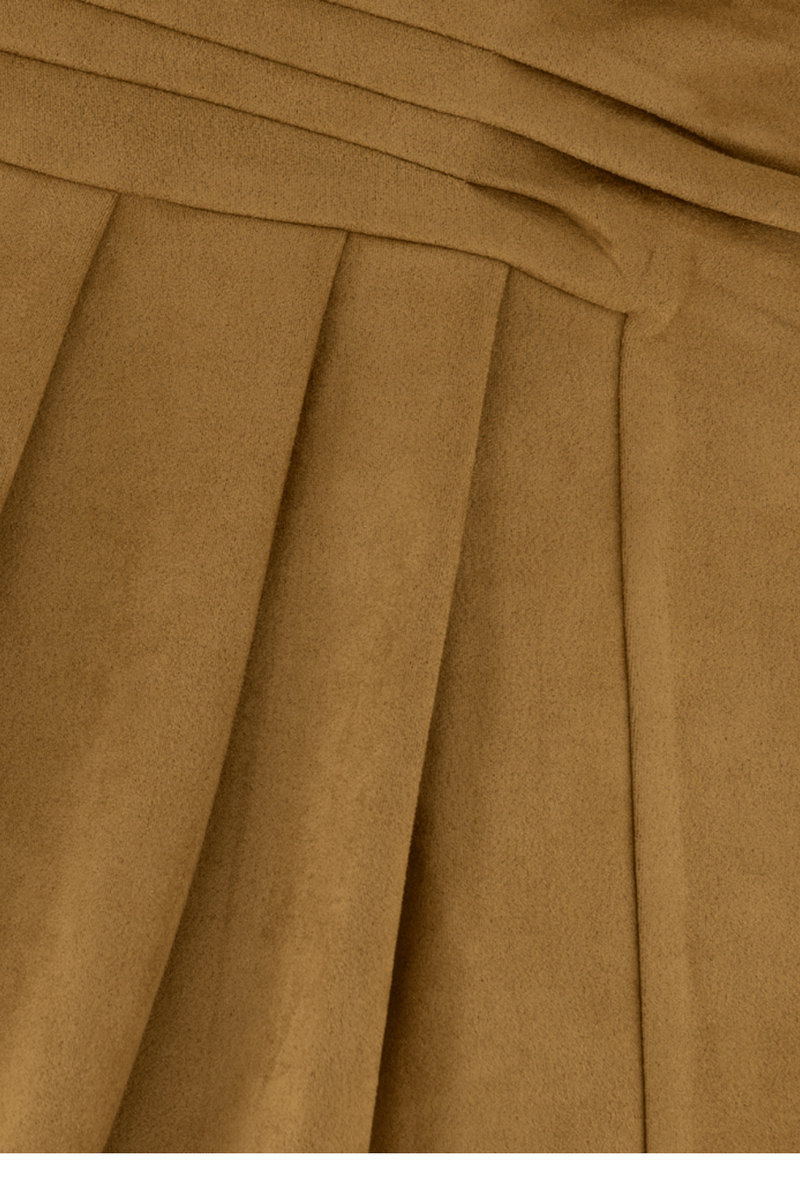 Chamomel Long Skirts Maxi Suede Draped Skirt - Camel