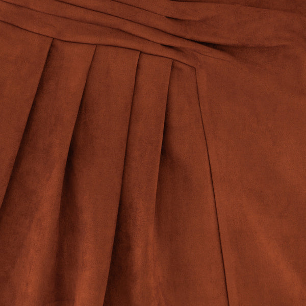 Chamomel Long Skirts Maxi Suede Draped Skirt - Orange