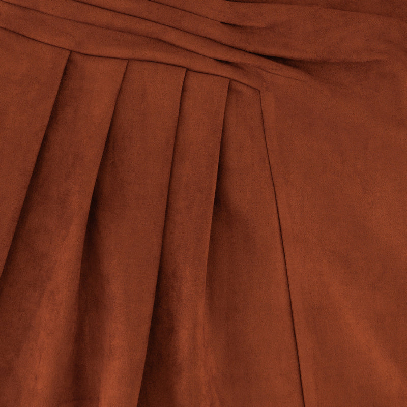 Chamomel Long Skirts Maxi Suede Draped Skirt - Orange