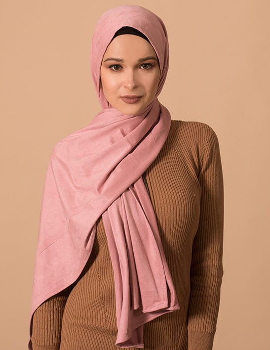 Chamomel Shawls Pink Luxury Plain Suede Hijab