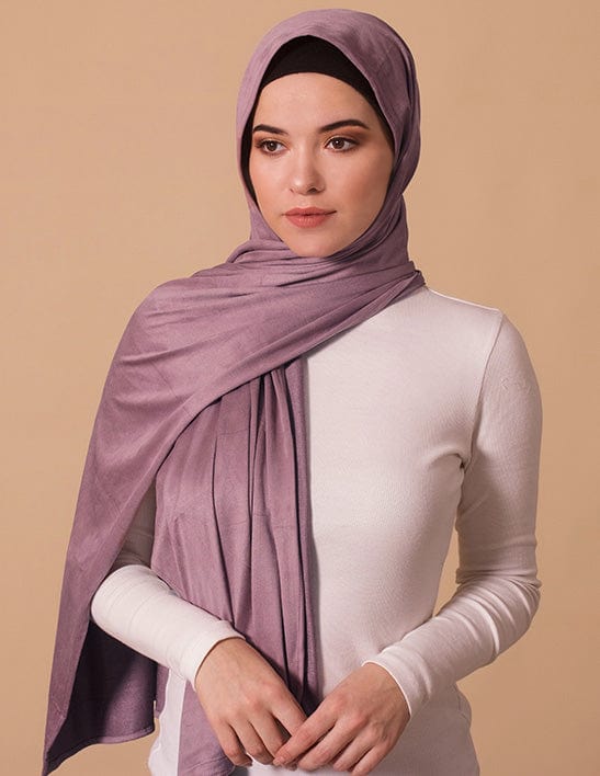 Chamomel Shawls Purple Luxury Plain Suede Hijab