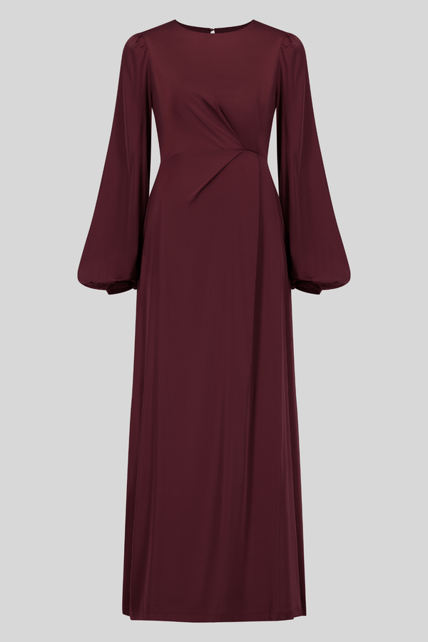 Chamomel Dresses Satin Classy Evening  Dress - Maroon Red