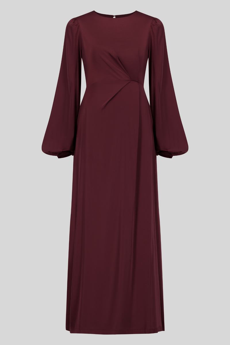 Chamomel Dresses Satin Classy Evening  Dress - Maroon Red