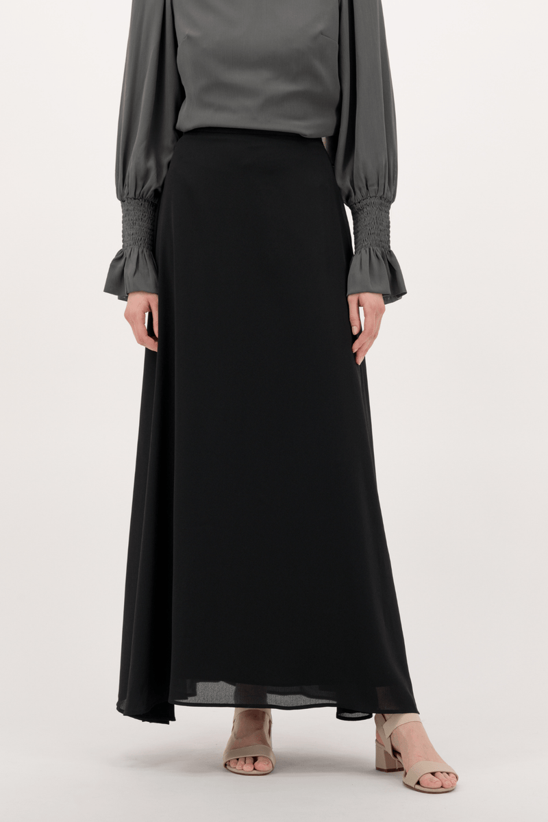 Chamomel Long Skirts Summer Classic Maxi Chiffon Skirt - Black