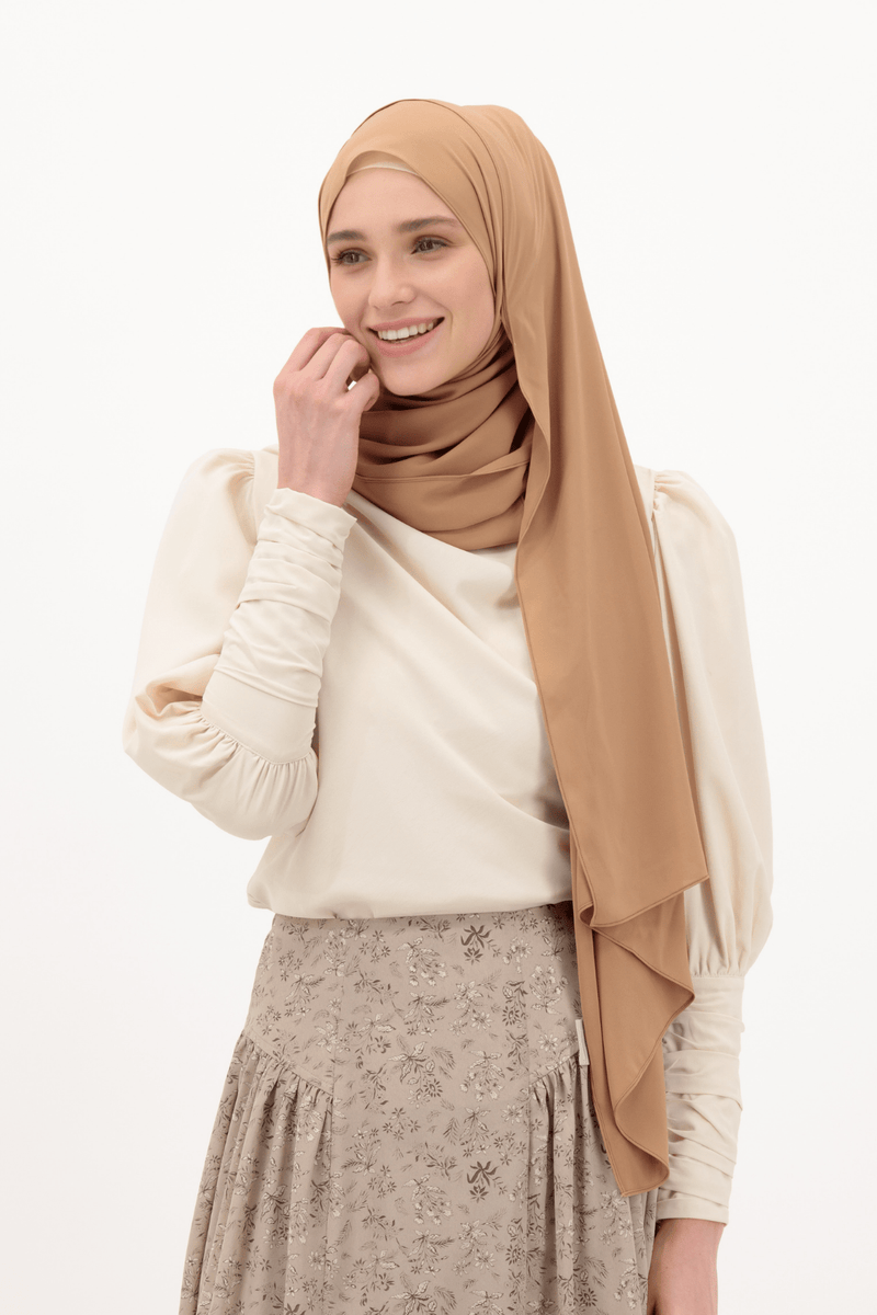 Chamomel Top Summer Long Sleeves Crepe Top - Beige