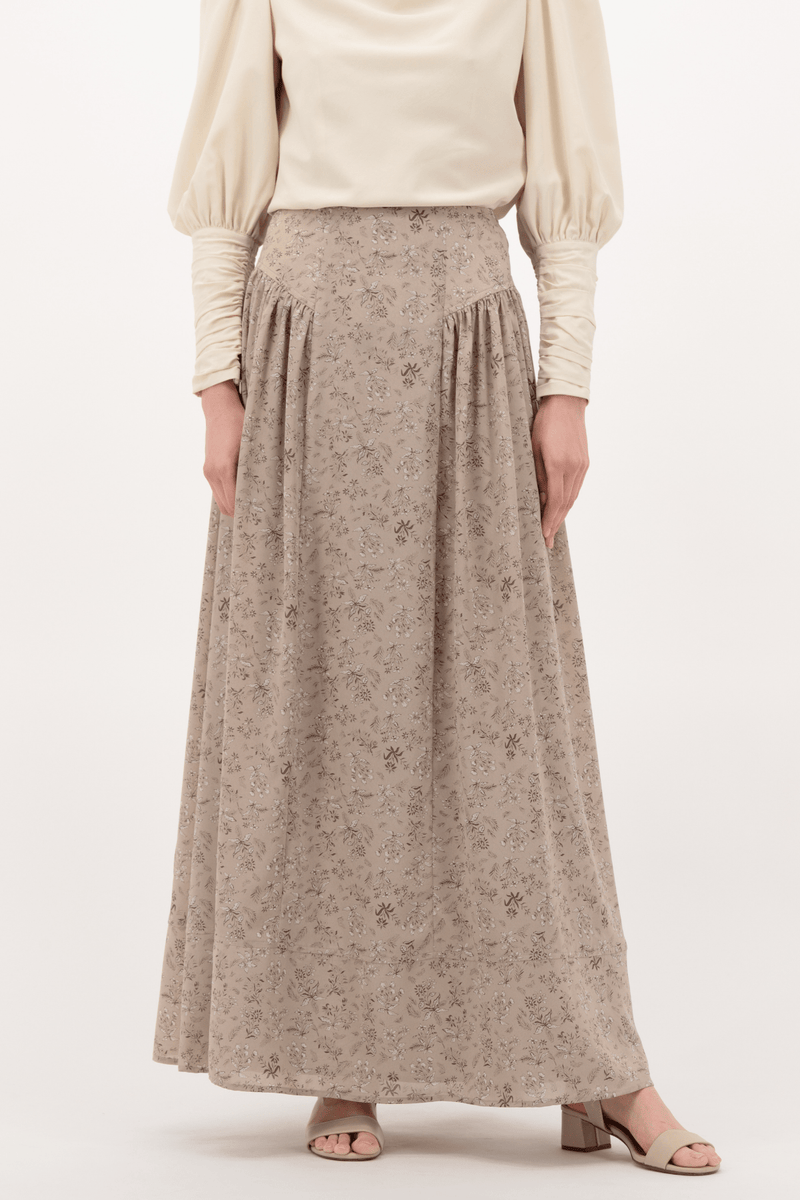 Chamomel Long Skirts Summer Maxi Flowered Skirt - Camel