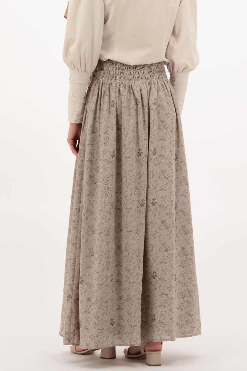 Chamomel Long Skirts Summer Maxi Flowered Skirt - Camel