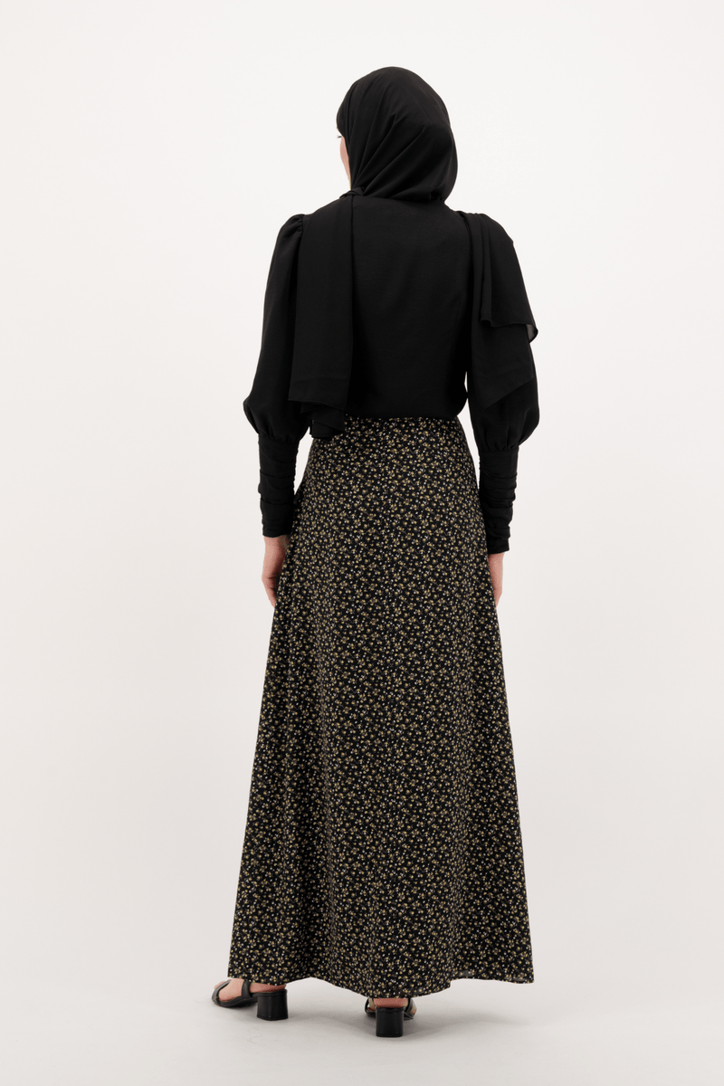 Chamomel Long Skirts Summer Maxi Flowered Wrap Skirt - Black