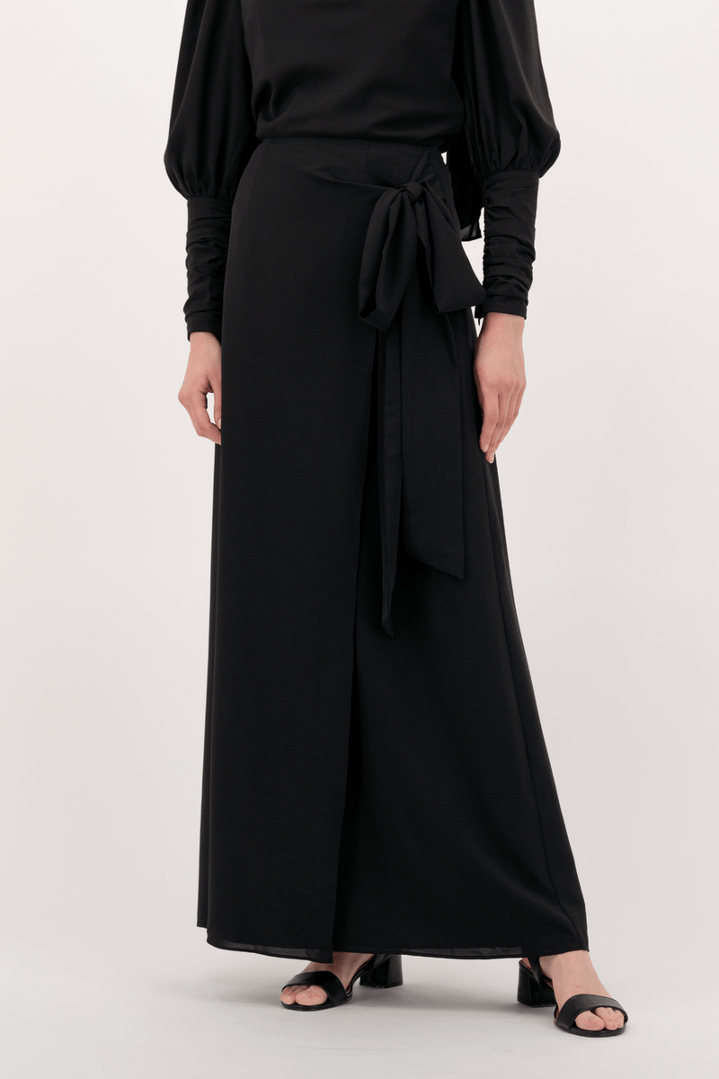 Chamomel Long Skirts Summer Maxi Wrap Skirt - Black