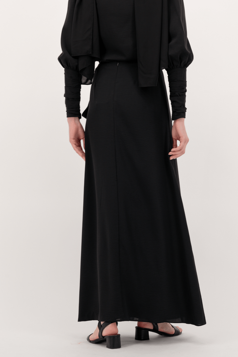 Chamomel Long Skirts Summer Maxi Wrap Skirt - Black