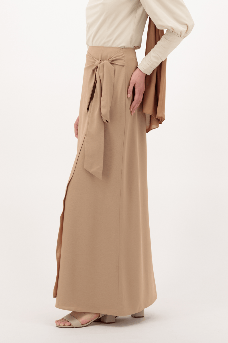 Chamomel Long Skirts Summer Maxi Wrap Skirt - Camel