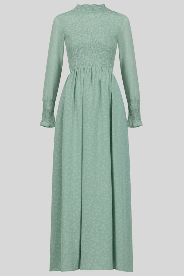 Chamomel Dresses Summer Modest Flowered Beach Dress - Green