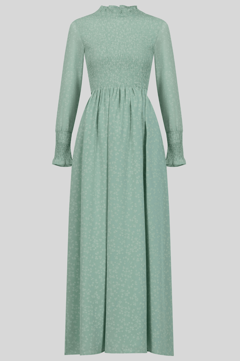 Chamomel Dresses Summer Modest Flowered Beach Dress - Green