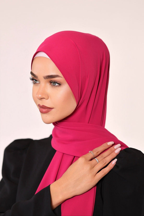 Luxury Crepe Chiffon Hijab - Fuchsia