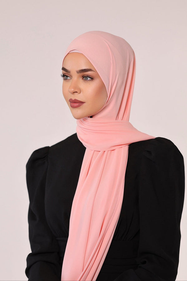 Chamomel Shawls Luxury Crepe Chiffon Hijab - Lemonade Pink