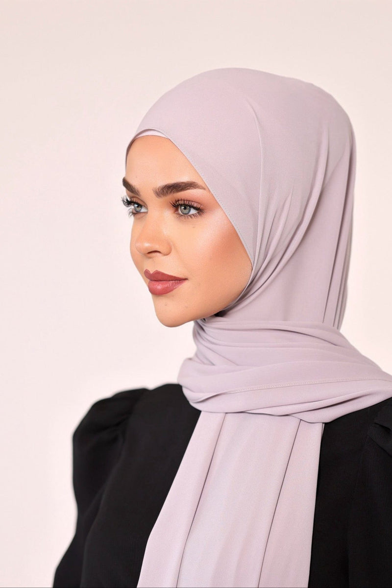 Chamomel Shawls Luxury Crepe Chiffon Hijab - Light Purple