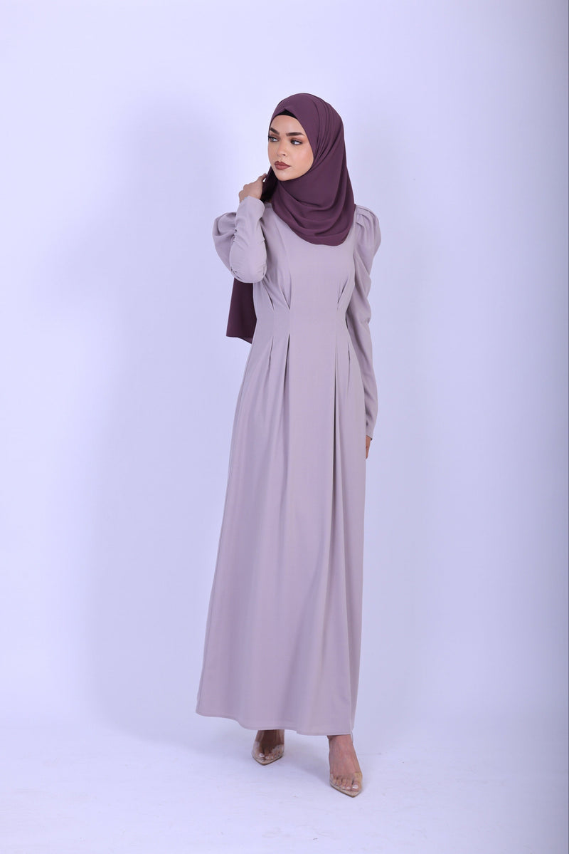 Chamomel Dresses Classic Maxi Crepe Dress Puff Sleeves - Light Purple