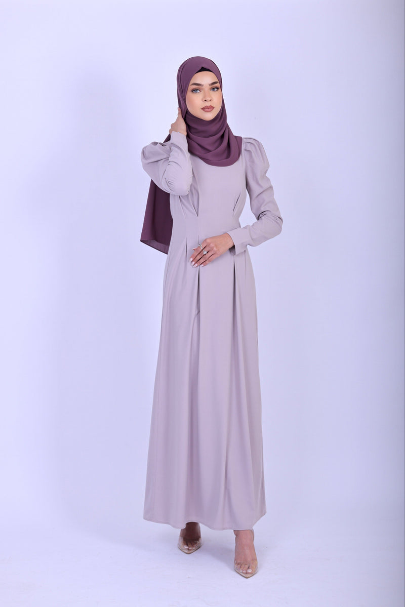 Chamomel Dresses Classic Maxi Crepe Dress Puff Sleeves - Light Purple