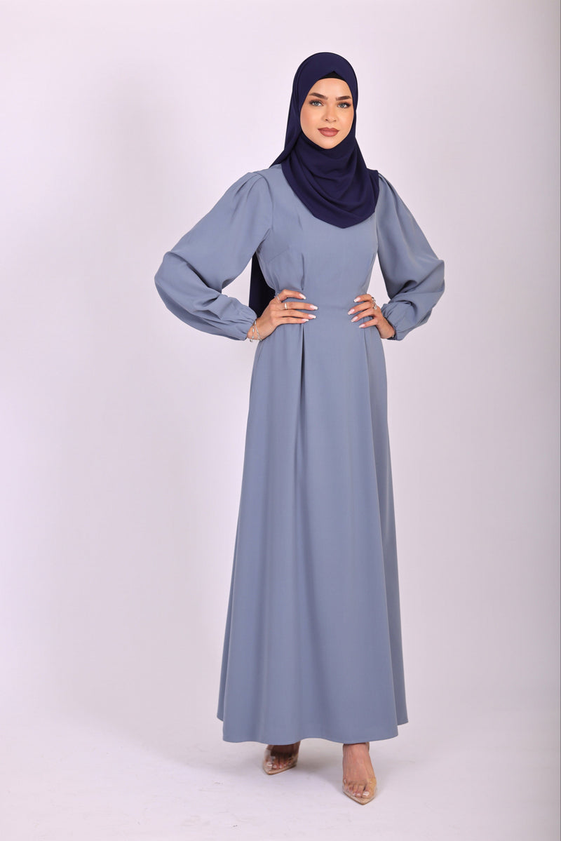 Chamomel Dresses Elegant Maxi Crepe Belted  Dress - Blue