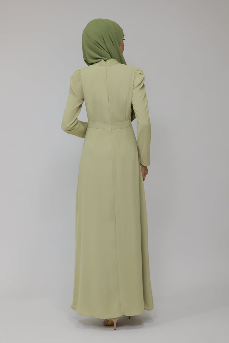 Chamomel Dresses Elegant Maxi Crepe V-neck Dress - Green