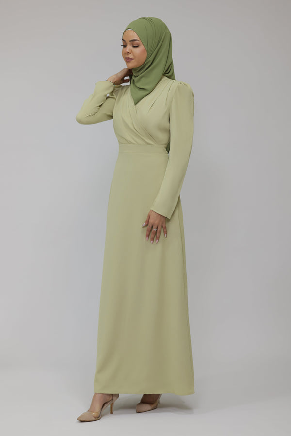 Chamomel Dresses Elegant Maxi Crepe V-neck Dress - Green