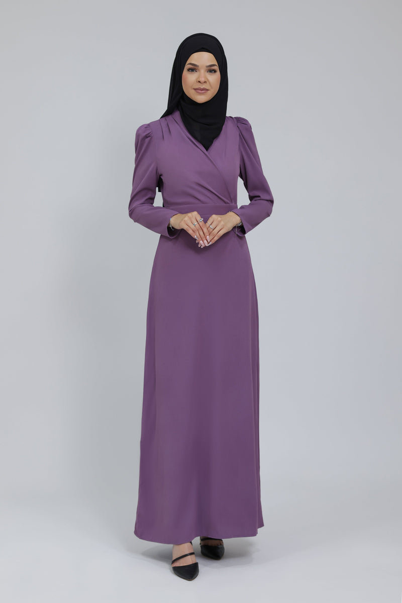 Chamomel Dresses Elegant Maxi Crepe V-neck Dress - Purple