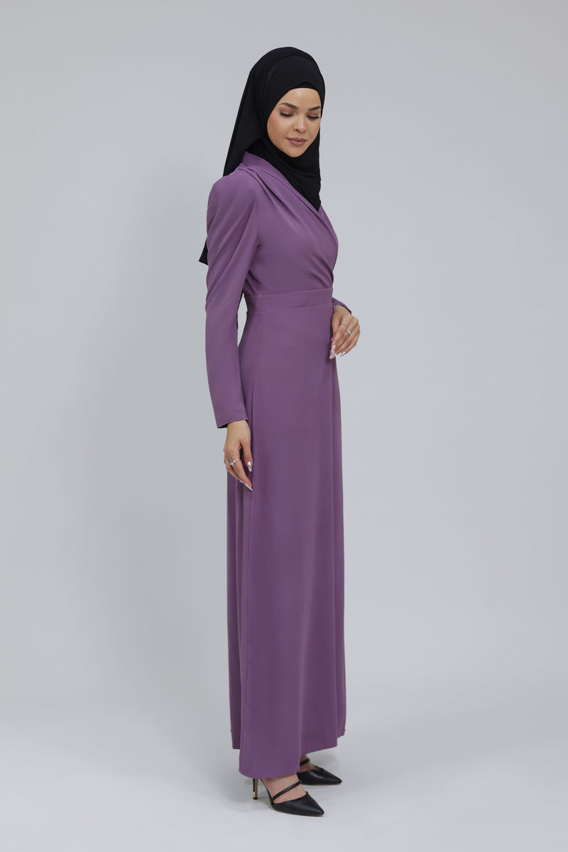 Chamomel Dresses Elegant Maxi Crepe V-neck Dress - Purple