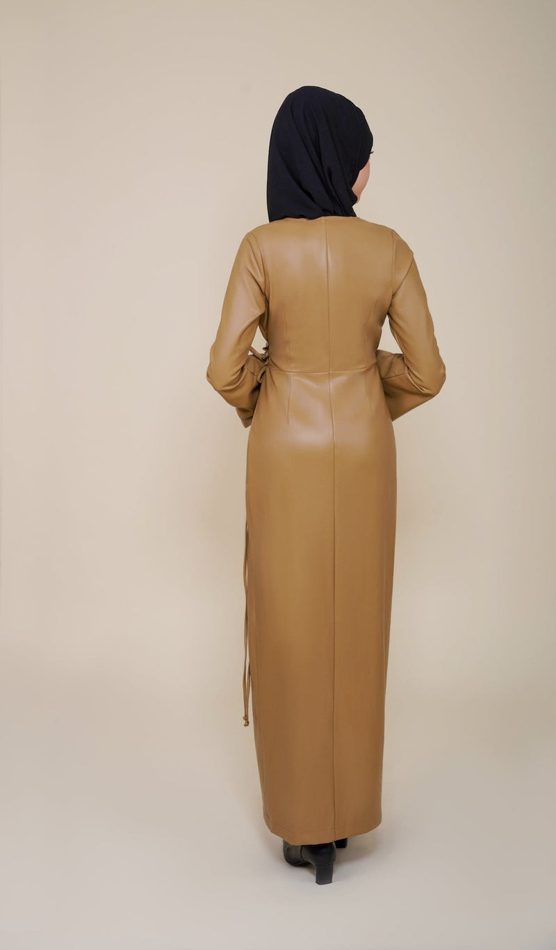 Chamomel Dresses High Quality Maxi Leather Wrap Dress