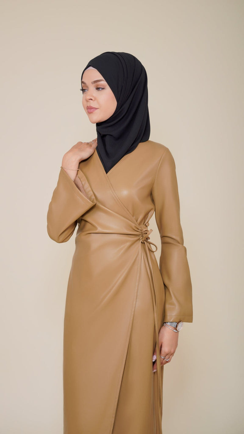 Chamomel Dresses High Quality Maxi Leather Wrap Dress