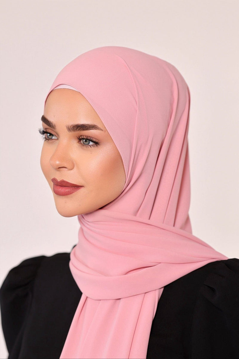 Chamomel Shawls Luxury Crepe Chiffon Hijab - Baby Pink