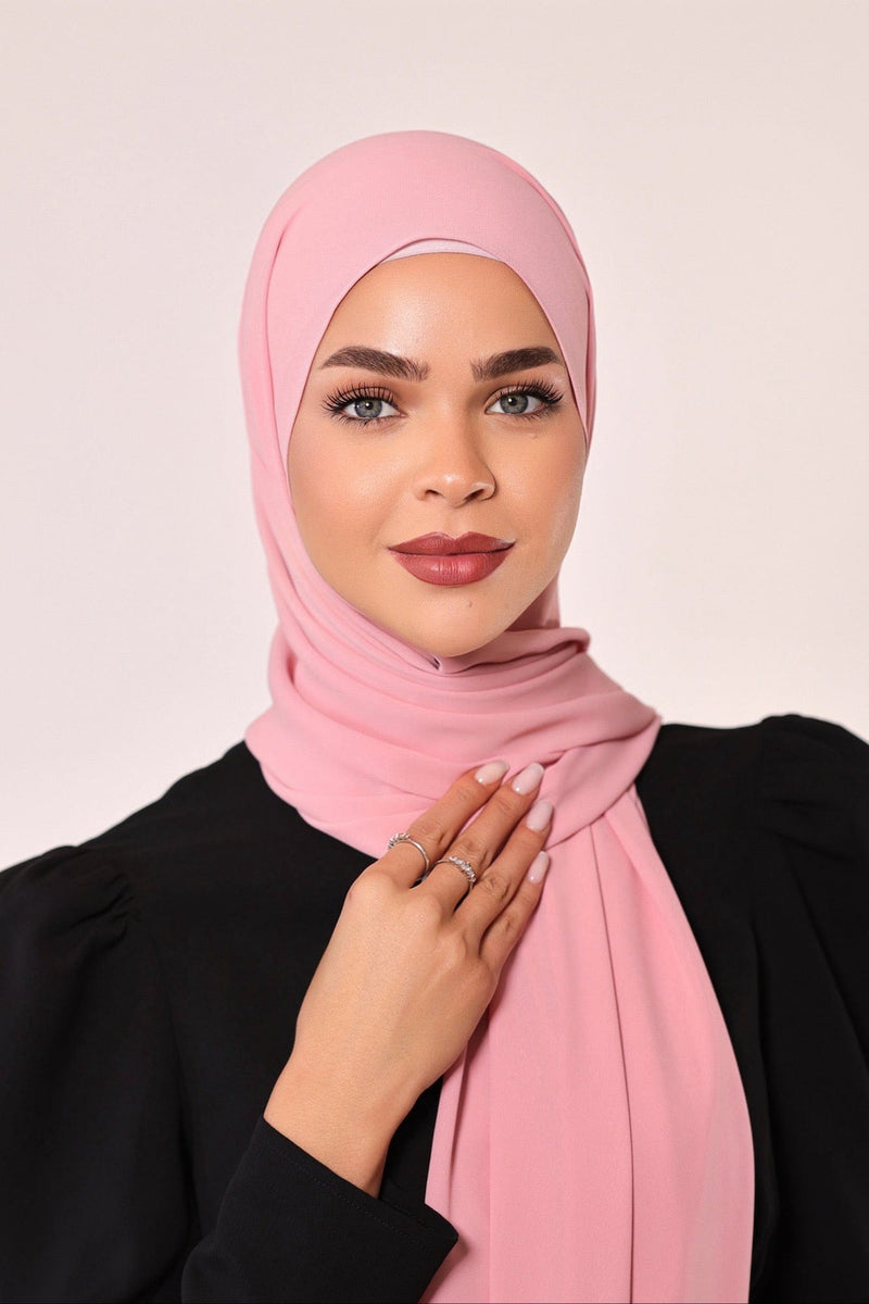 Chamomel Shawls Luxury Crepe Chiffon Hijab - Baby Pink