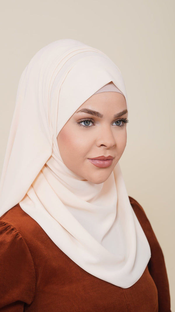 Chamomel Shawls Luxury Crepe Chiffon Hijab - Biege