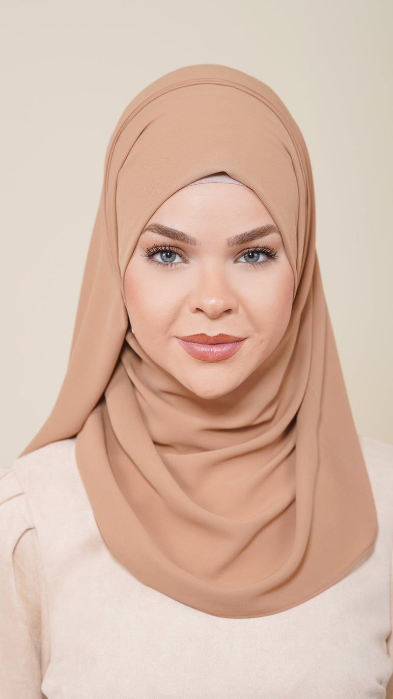Chamomel Shawls Luxury Crepe Chiffon Hijab - Camel