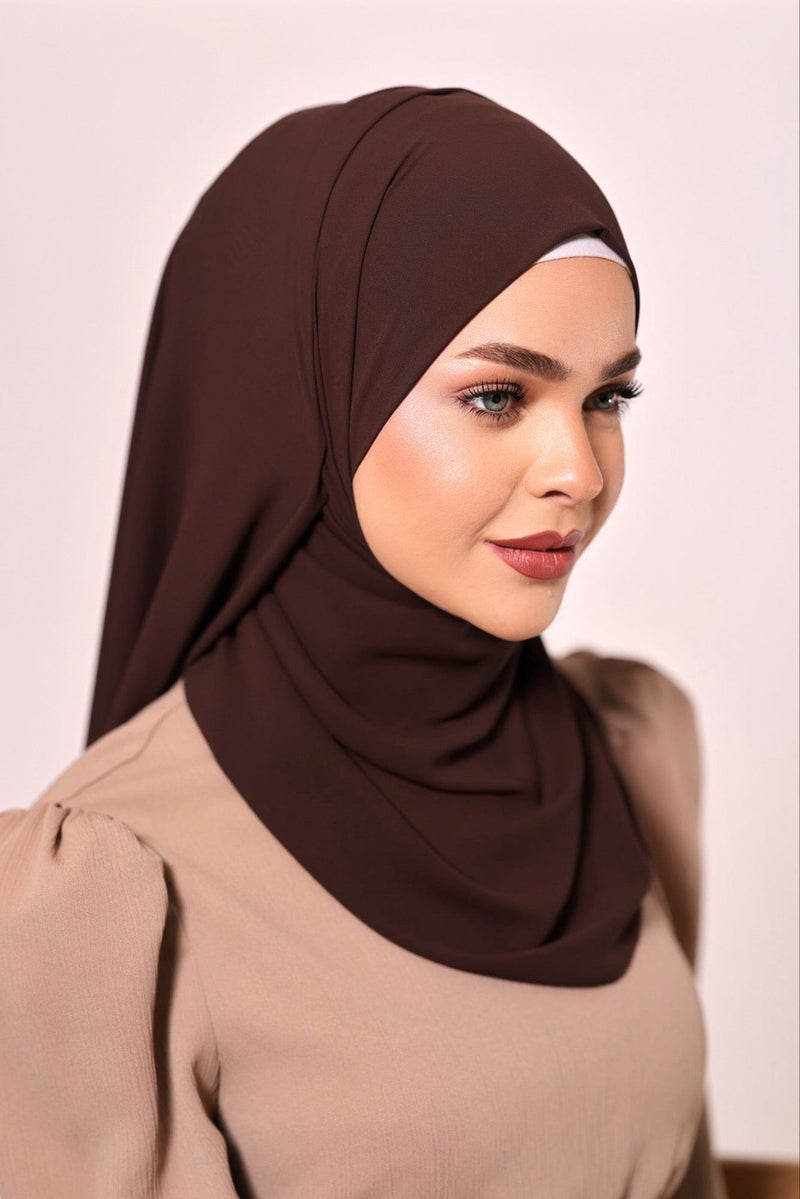 Chamomel Shawls Luxury Crepe Chiffon Hijab - Dark Brown