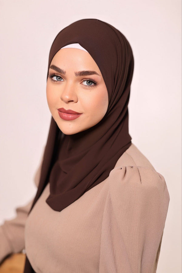 Chamomel Shawls Luxury Crepe Chiffon Hijab - Dark Brown