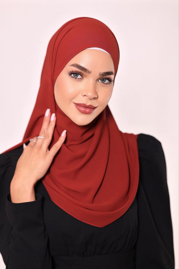 Chamomel Shawls Luxury Crepe Chiffon Hijab - Dark Orange