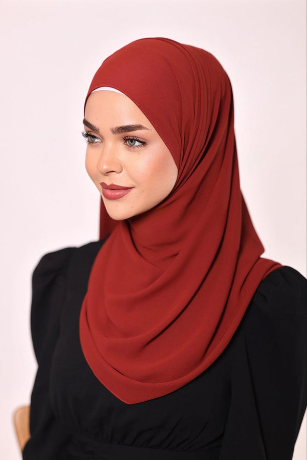 Chamomel Shawls Luxury Crepe Chiffon Hijab - Dark Orange