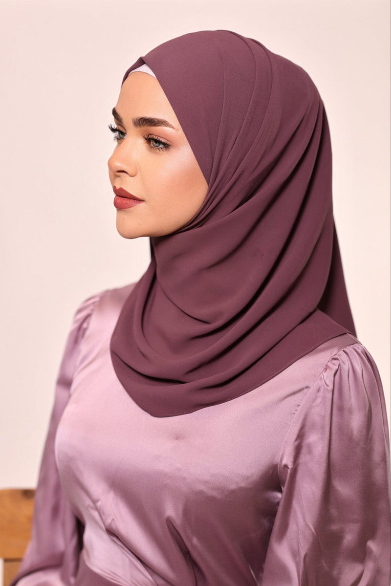 Chamomel Shawls Luxury Crepe Chiffon Hijab - Dark Purple