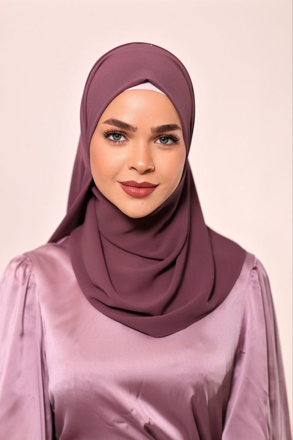 Chamomel Shawls Luxury Crepe Chiffon Hijab - Dark Purple