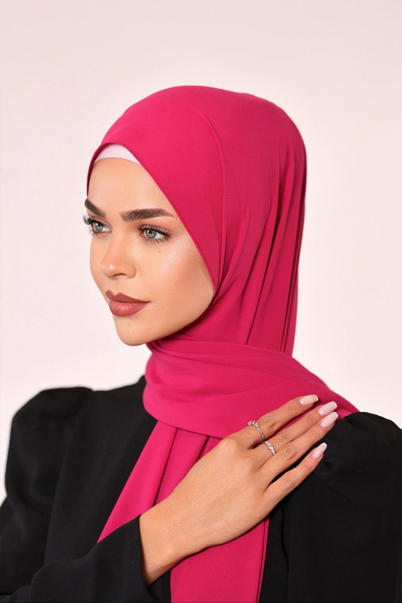 Chamomel Shawls Luxury Crepe Chiffon Hijab - Fuchsia