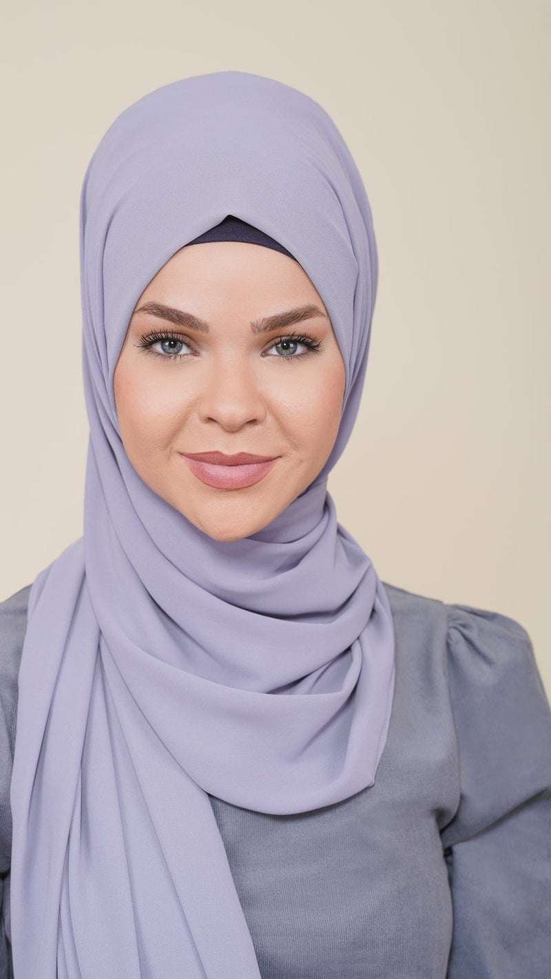 Chamomel Shawls Luxury Crepe Chiffon Hijab-Grey