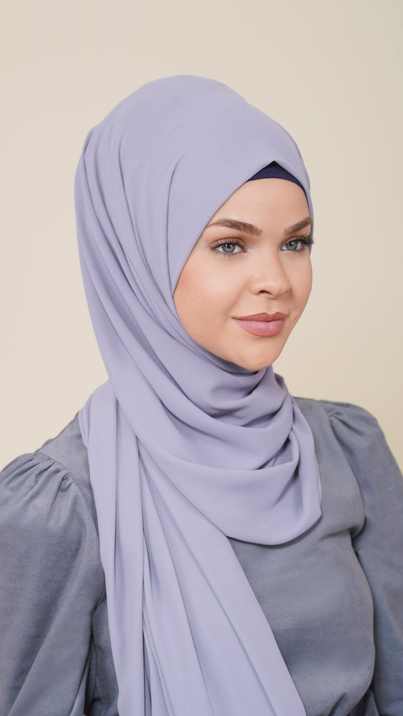 Chamomel Shawls Luxury Crepe Chiffon Hijab-Grey