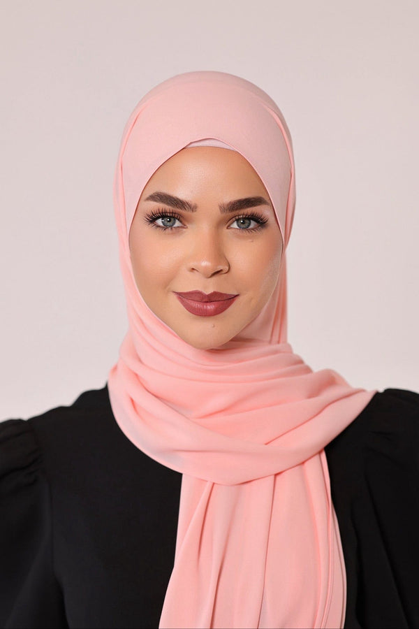 Chamomel Shawls Luxury Crepe Chiffon Hijab - Lemonade Pink