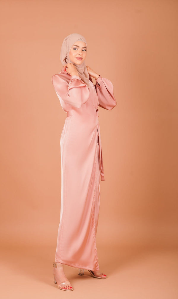 Chamomel Dresses Luxury Satin Maxi Wrap Dress