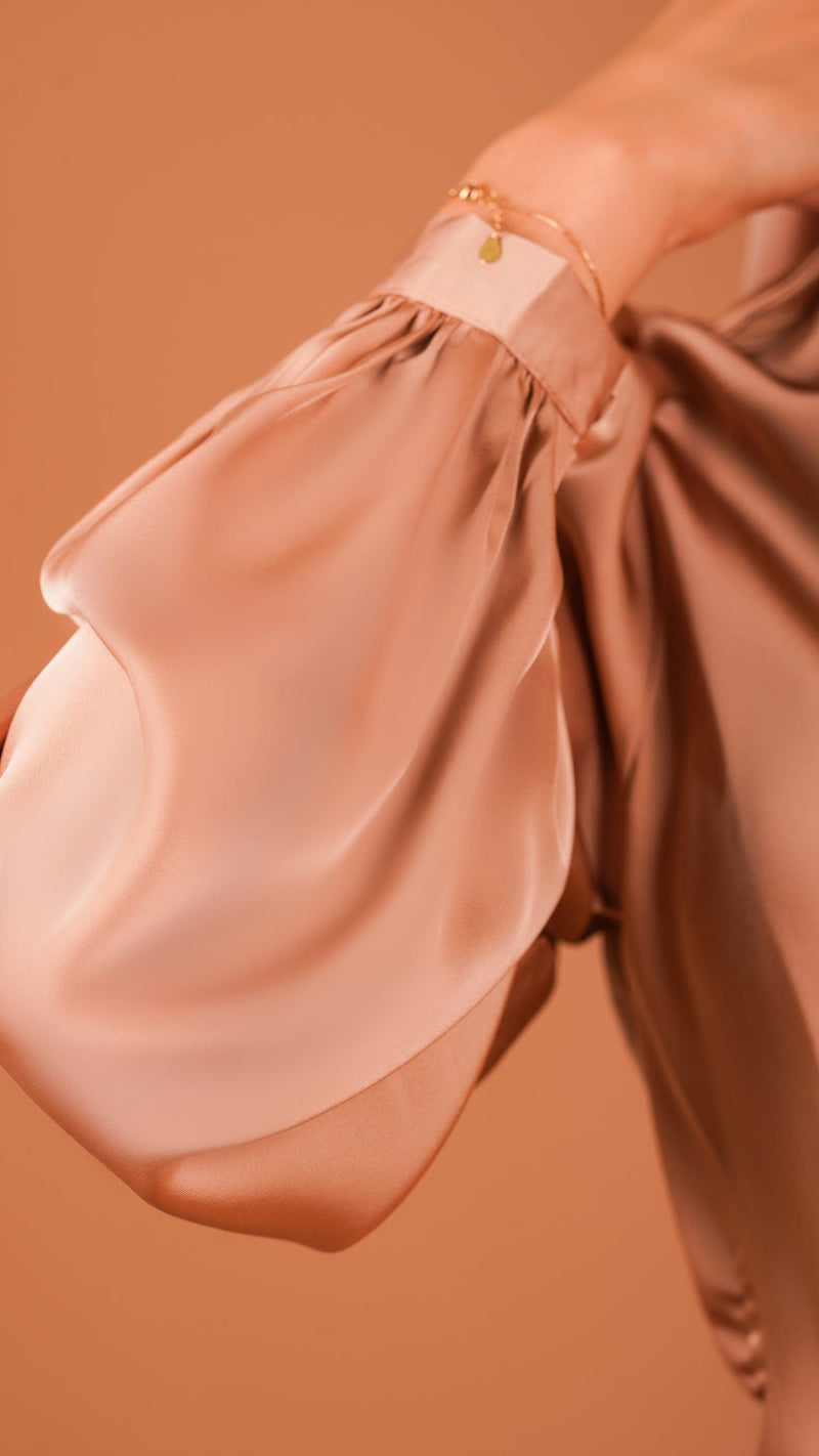 Chamomel Dresses Luxury Satin Maxi Wrap Dress - Camel